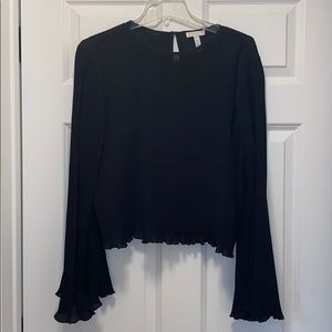 Leith black blouse with detailed sleeve